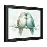 Image 2 of Framed Canvas Wall Art — Watercolor Lovebirds Print