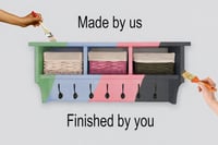 Image 1 of Unfinished - Coat Rack with Shelf and Baskets