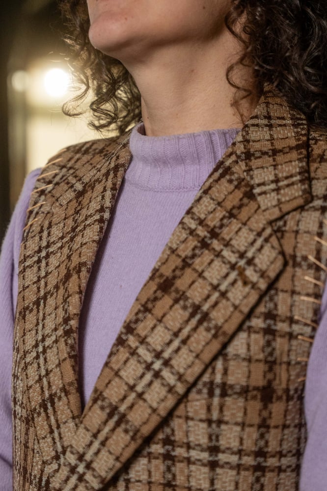 Image of Gilet Vale quadretti marrone