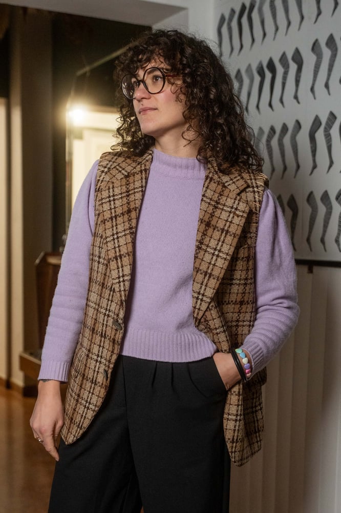 Image of Gilet Vale quadretti marrone