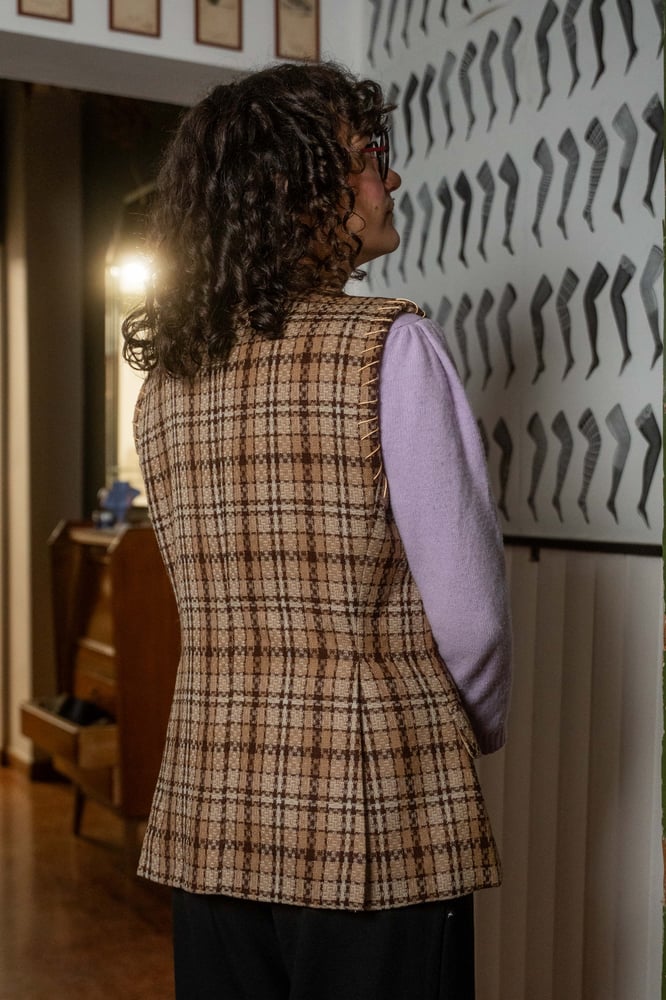 Image of Gilet Vale quadretti marrone