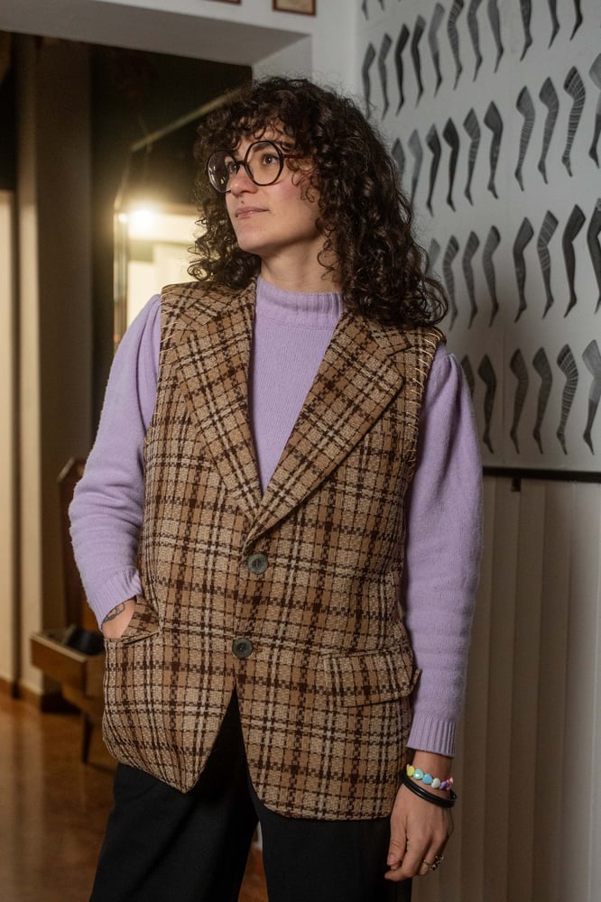 Image of Gilet Vale quadretti marrone