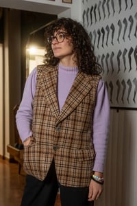 Image 4 of Gilet Vale quadretti marrone