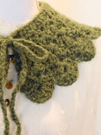 Image 3 of Detachable Crochet Ruffle Collar-Green Wool