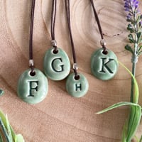 Image 1 of Initial F, G, H, K Ceramic Pendant/Necklace 