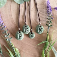 Image 3 of Initial F, G, H, K Ceramic Pendant/Necklace 