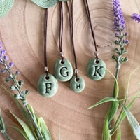 Image 2 of Initial F, G, H, K Ceramic Pendant/Necklace 