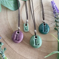 Image 3 of Initial L Ceramic Pendant/Necklace 