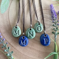 Image 1 of Initial M, N, O, P Ceramic Pendant/Necklace 