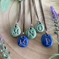 Image 3 of Initial M, N, O, P Ceramic Pendant/Necklace 
