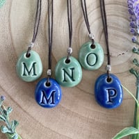 Image 2 of Initial M, N, O, P Ceramic Pendant/Necklace 