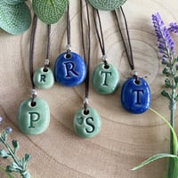 Image 4 of Initial P, R, S, T Ceramic Pendant/Necklace 