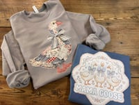 Mama Goose Tee + Patchwork Goose Crew Sweatshirt