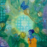 Image 1 of Ethereal Reverie: Original 10x10 Fairy Goddess Painting on Gessoboard