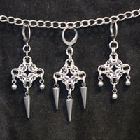 Image 1 of Stainless steel chainmail diamond earrings