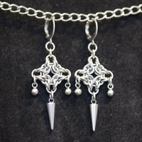 Image 2 of Stainless steel chainmail diamond earrings