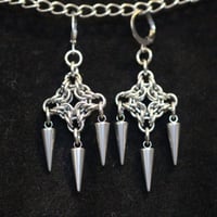 Image 3 of Stainless steel chainmail diamond earrings