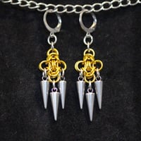 Image 2 of Mixed metals chainmail byzantine earrings