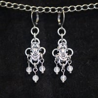 Aluminium crystal quartz chainmail earrings