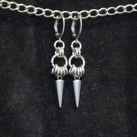 Stainless steel small and simple chainmail earrings