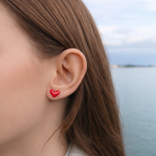 ORECCHINI CUORE A LOBO IN ARGENTO E SMALTO