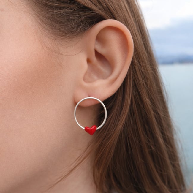 ORECCHINI CUORI STORTI  CERCHIO