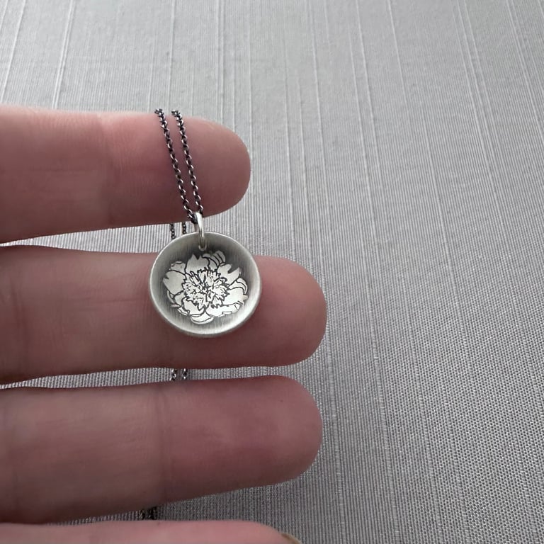 Copy of Sterling Silver ‘Bowl of Beauty’ Peony Necklace Image 2
