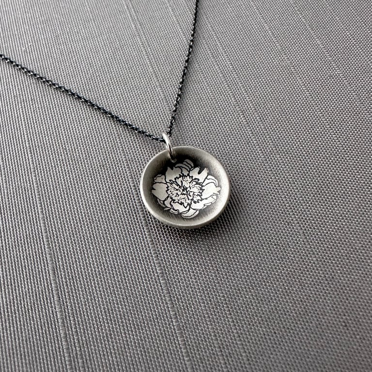Copy of Sterling Silver ‘Bowl of Beauty’ Peony Necklace Image 3