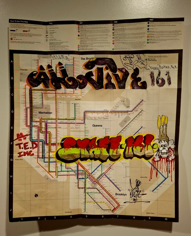 ALL JIVE 161 and STAFF 161 on a 1972 NYC subway map