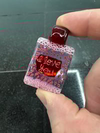 Image 1 of Reg. size pink with red hearts I love you