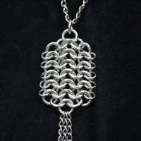 Image 3 of Stainless steel chainmail and crystal quartz adjustable necklace