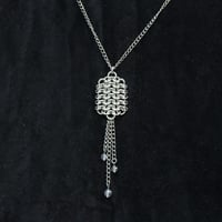 Image 4 of Stainless steel chainmail and crystal quartz adjustable necklace