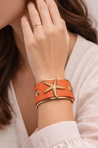 Image 2 of Coral Starfish Cuff Bracelet – Handmade Gold-Plated Ocean-Inspired Jewelry