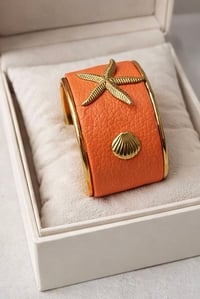 Image 3 of Coral Starfish Cuff Bracelet – Handmade Gold-Plated Ocean-Inspired Jewelry
