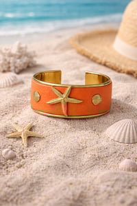 Image 4 of Coral Starfish Cuff Bracelet – Handmade Gold-Plated Ocean-Inspired Jewelry