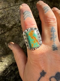 Image 2 of WL&A Handmade Royston Green Turquoise Heavy Signet Arrowhead Ring - Size 13 (custom order)