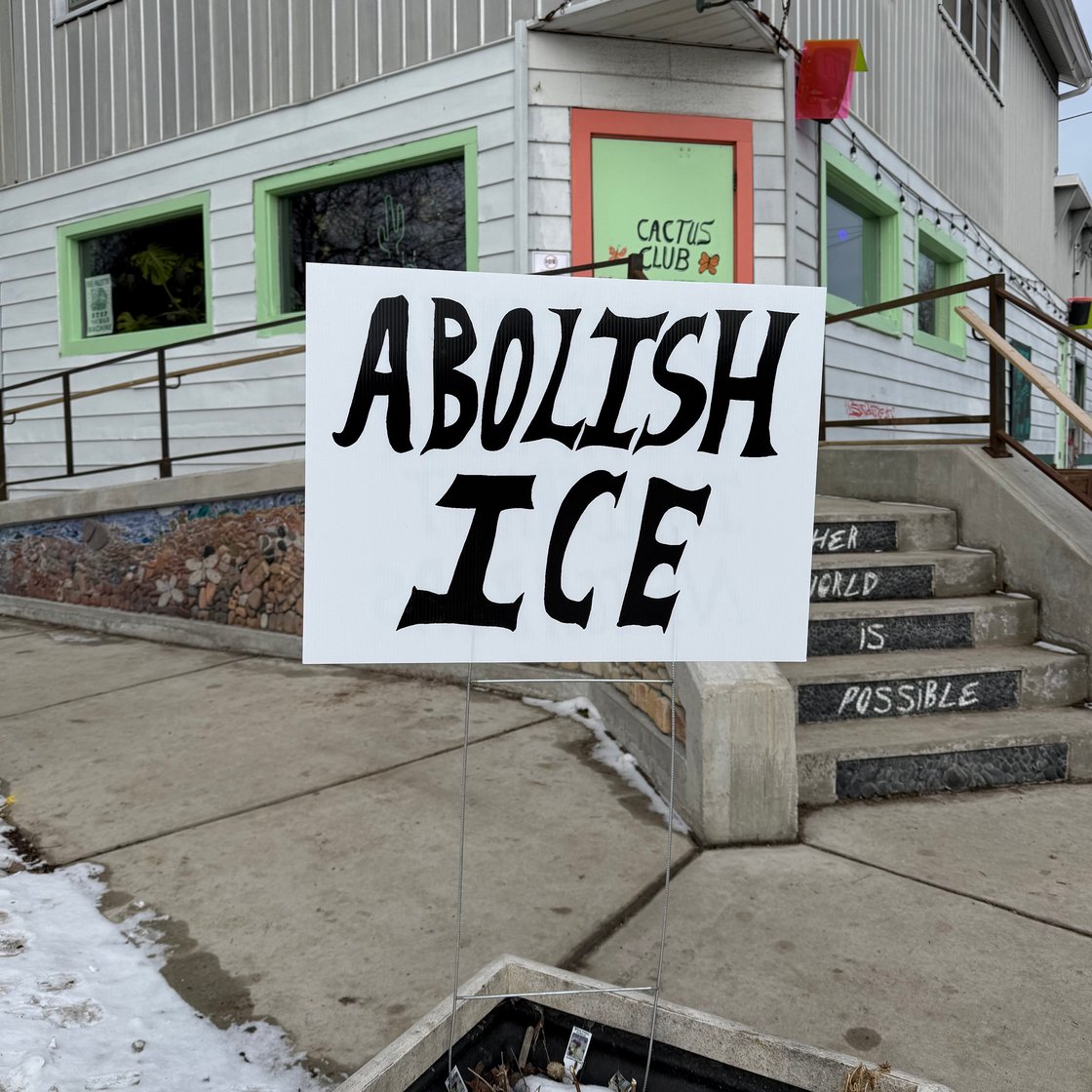 Image of Abolish Ice / we stand with our immigrant neighbors yard sign (100% sales donated after $4)