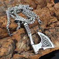 Image 3 of 👑The Armored Kingdom Warbringer Battle Axe Necklace