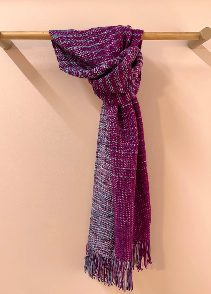 Image of Cerise & Blue Fleck Graduated Scarf