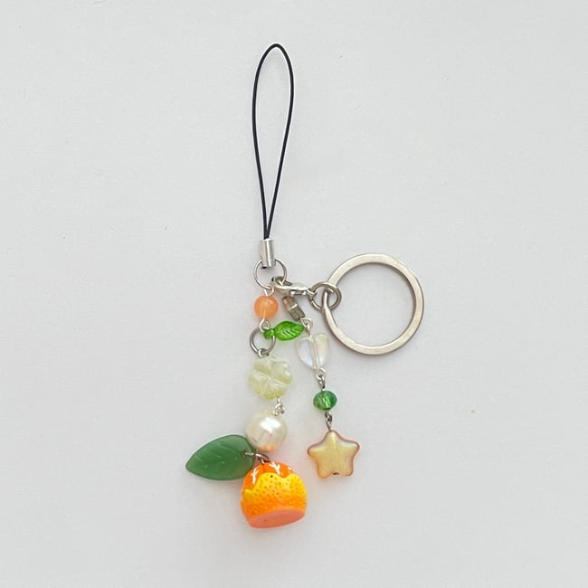 'lucky tangerine' keychain phone charm