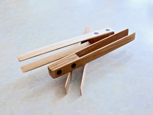 Image of Maple & Walnut Wooden Toaster Tongs-Handmade Wood Toast Tongs, Kitchen Tool