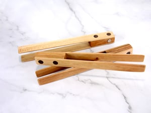 Image of Maple & Walnut Wooden Toaster Tongs-Handmade Wood Toast Tongs, Kitchen Tool