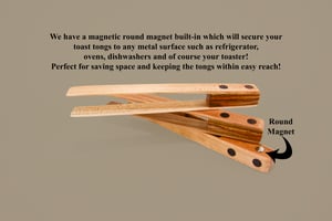 Image of Maple & Walnut Wooden Toaster Tongs-Handmade Wood Toast Tongs, Kitchen Tool