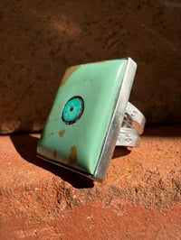 Image 3 of WL&A Handmade Old Style Sterling Ingot Mint Royston & Forest Royston Inlay Ring - Size 8 