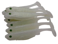 Image 1 of 3" Open Pour Swimbait (8 Pack) White Pearl Green/Gold Shimmer