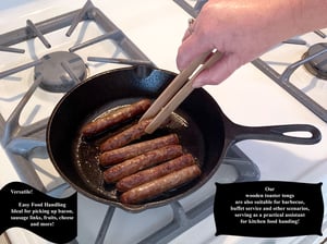 Image of Maple & Walnut Wooden Toaster Tongs-Handmade Wood Toast Tongs, Kitchen Tool