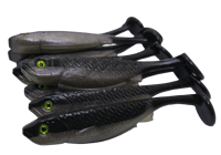 Image 1 of  3" Open Pour Swimbait (8 Pack) Dark Green with Green Shimmer Top Silver Sparkle Belly