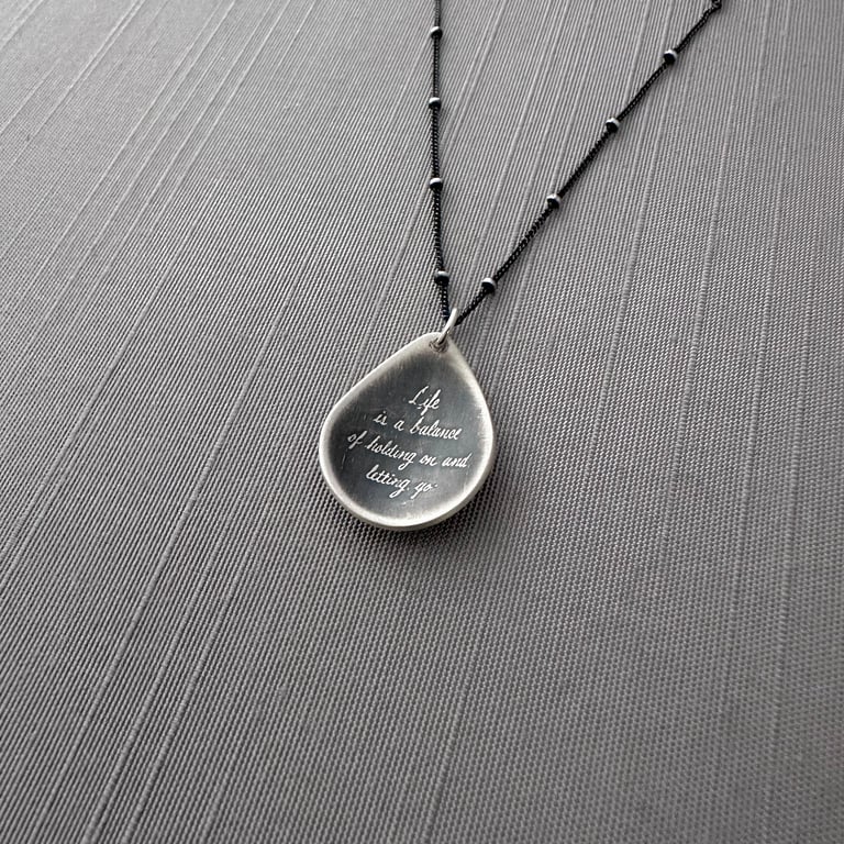Small Sterling Silver Rumi Balance Quote Necklace