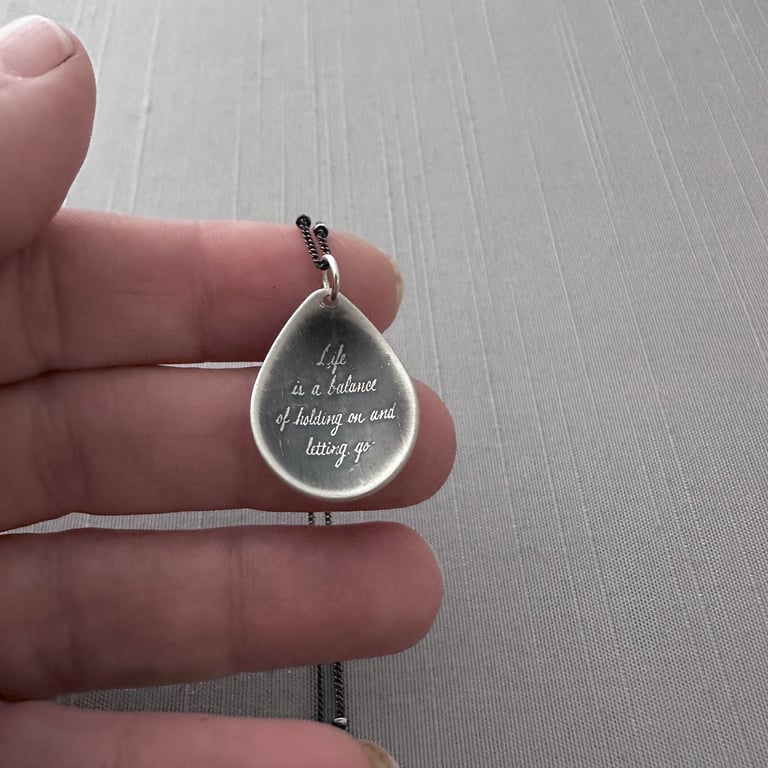 Small Sterling Silver Rumi Balance Quote Necklace Image 2