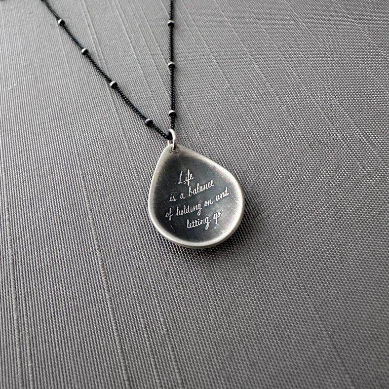 Small Sterling Silver Rumi Balance Quote Necklace Image 3